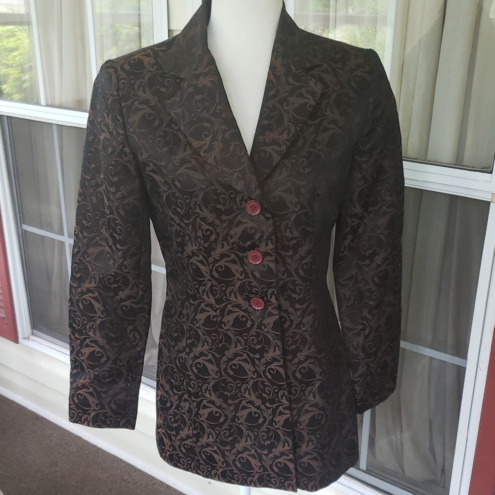 JENNIMAX Elegant‎ Brown Floral Patterned Women's Jacket